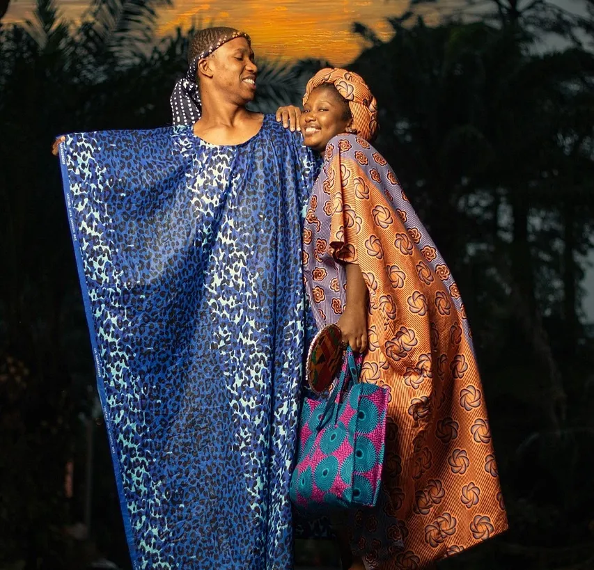Sititching indigo cotton from South Africa.