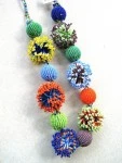 Zulu necklace pom-poms multi color brights