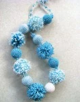  Zulu bead necklace pom-poms  blues