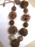 Zulu bead necklace pom-poms  rose/gold