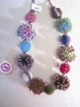 Zulu bead necklace pom-poms  multi